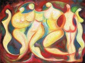 abstract painting of women figures