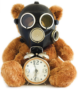 Teddy bear with gas mask