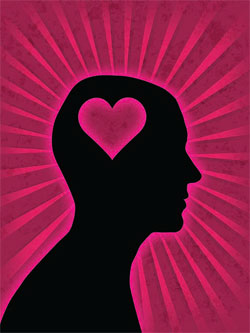 silhouette head with heart