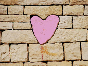 stone wall with heart inset