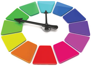 color wheel with clock hands