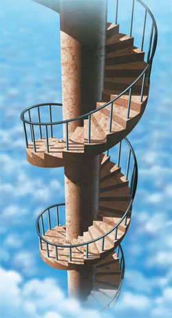 Spiral Staircase going up to through the clouds