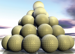 golfballs piled up into a pyramid